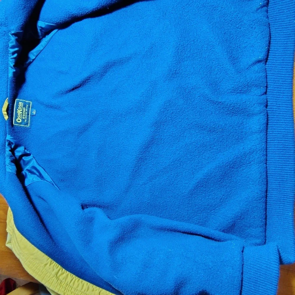 OshKosh B'Gosh Kids Yellow Blue Fleece‎ Lined Zip Up Jacket Coat L